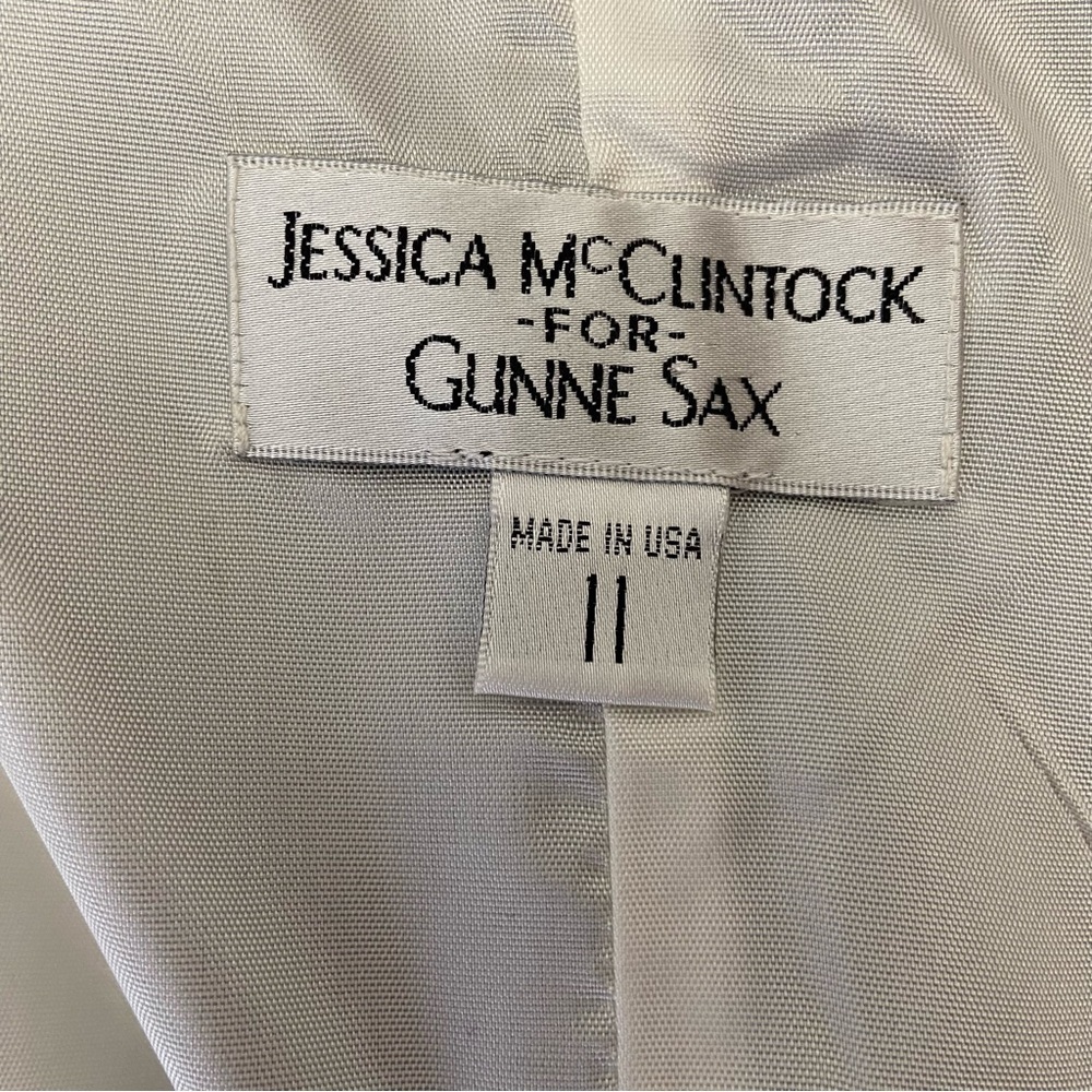 Jessica McClintock Gunne Sax size 11 sateen Prom mini dress black white strapl - Picture 4 of 16